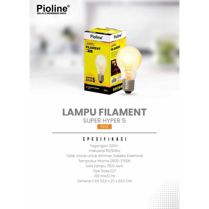 Bohlam Pijar PIOLINE 5Watt 5 Watt Lampu Pijar PIOLINE 5W Super Hyper 5 - PS55
