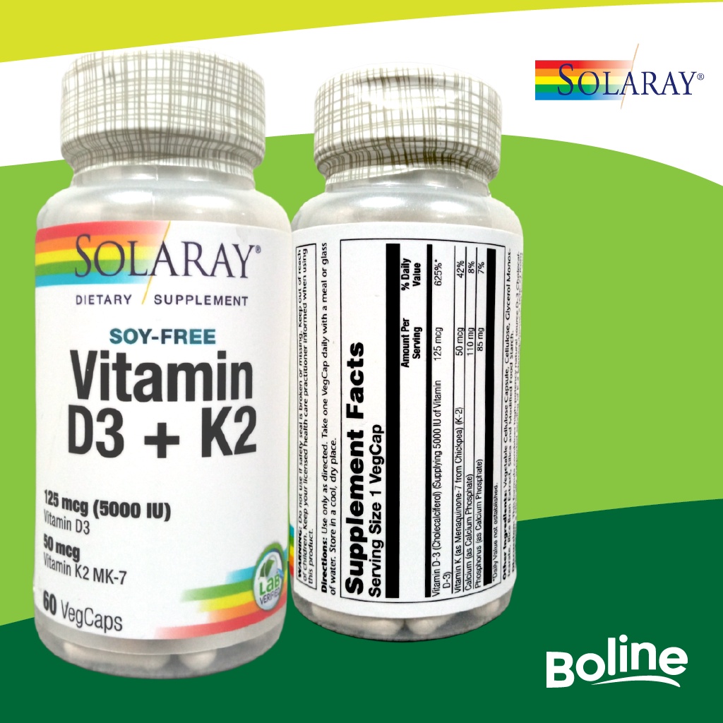 Jual Solaray Vitamin D3 125 Mcg 5000 Iu K2 Mk7 50 Mcg 120 Veg Caps Shopee Indonesia