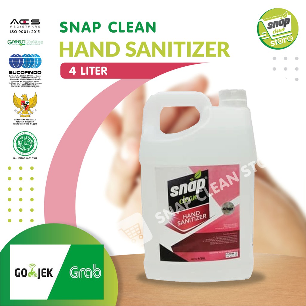 Jual Hand Sanitizer Cair Snap Clean 4l Galon [khusus Instan Kurir