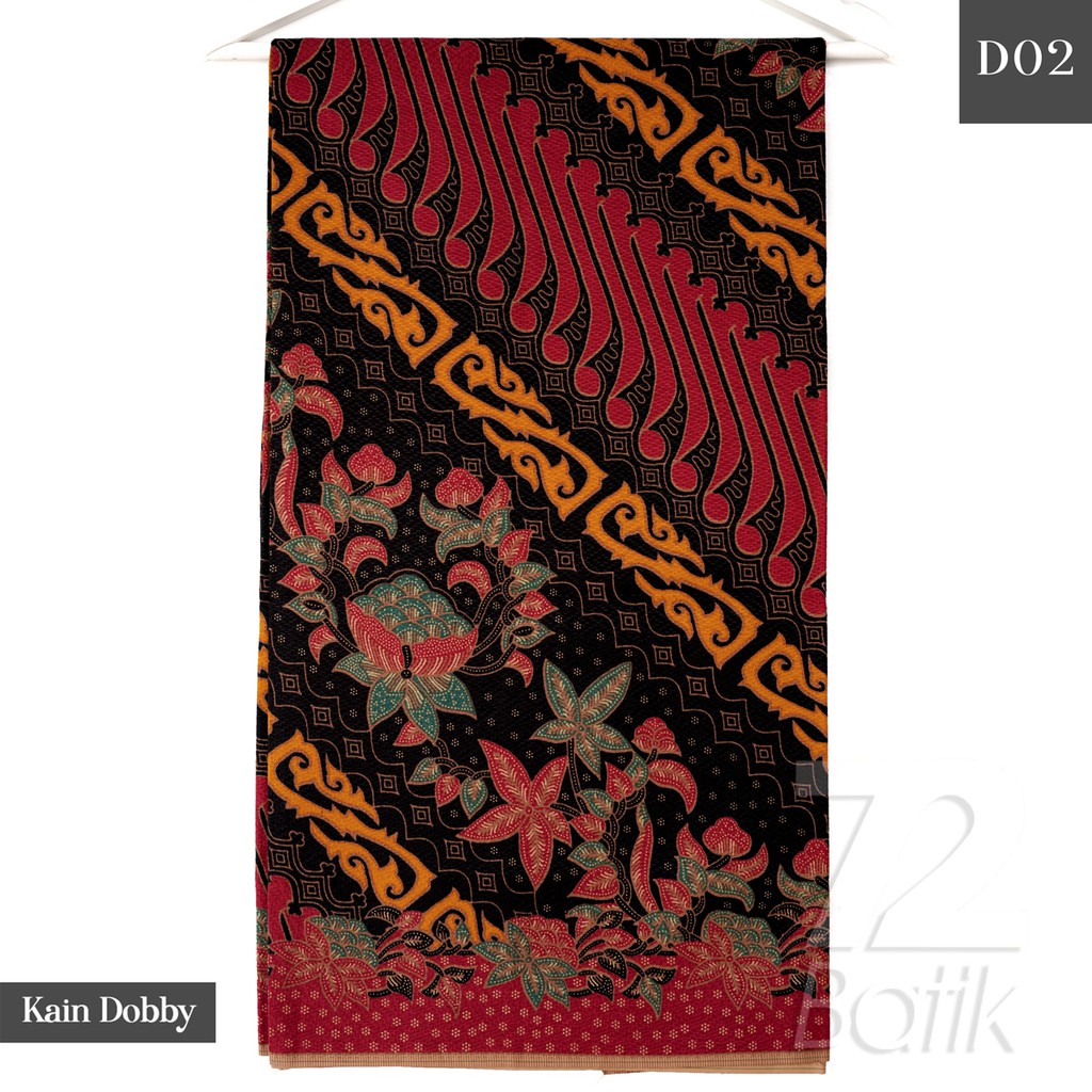 Jual KAIN BATIK PREMIUM Dobby Motif Kawung Warna Hitam Merah Orange ...