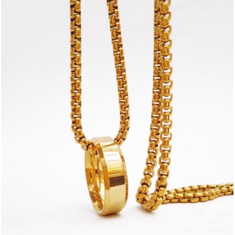 Jual Kalung Rollo titanium plus liontin Anti karat Pria dan wanita ...