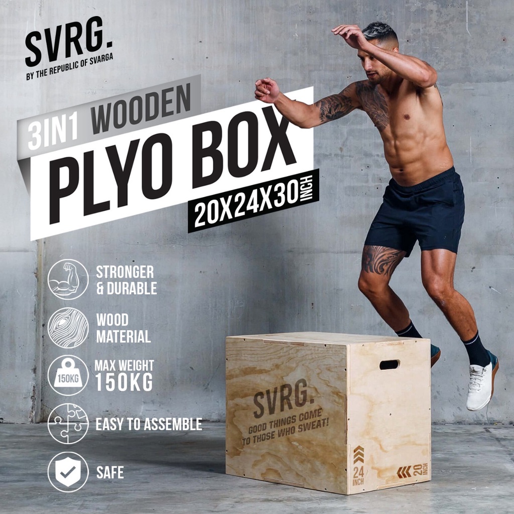 Jual Svarga 3 in 1 Plyo Box - Wooden Jump Box 20" x 24" x 30 ...