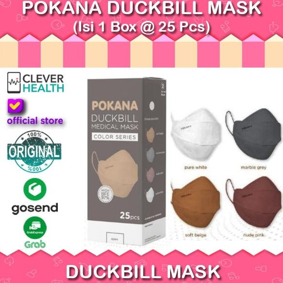 Jual Pokana Duckbill 4ply Earloop Medical Face Mask Adult Box 25s ...