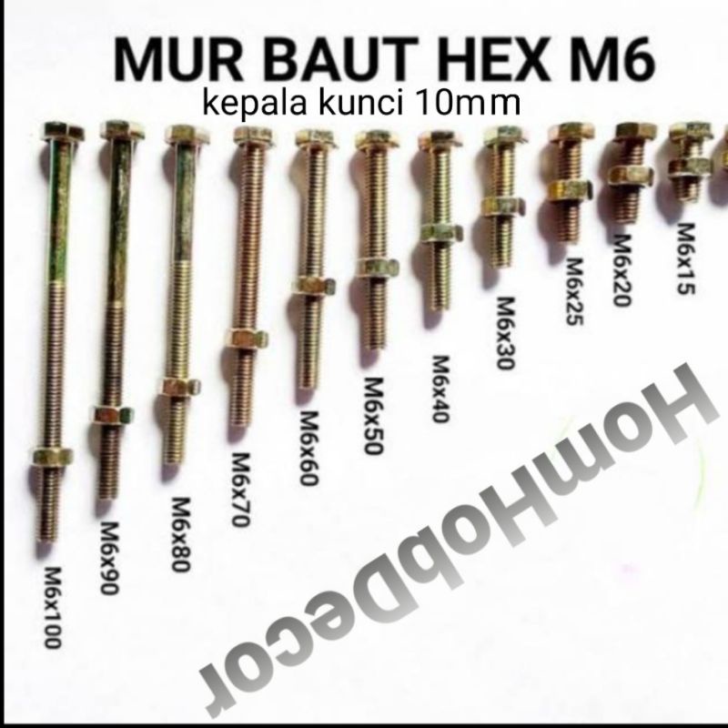 Jual Mur Baut Besi Kuning/Mur Siku Besi Baja M6 | Shopee Indonesia