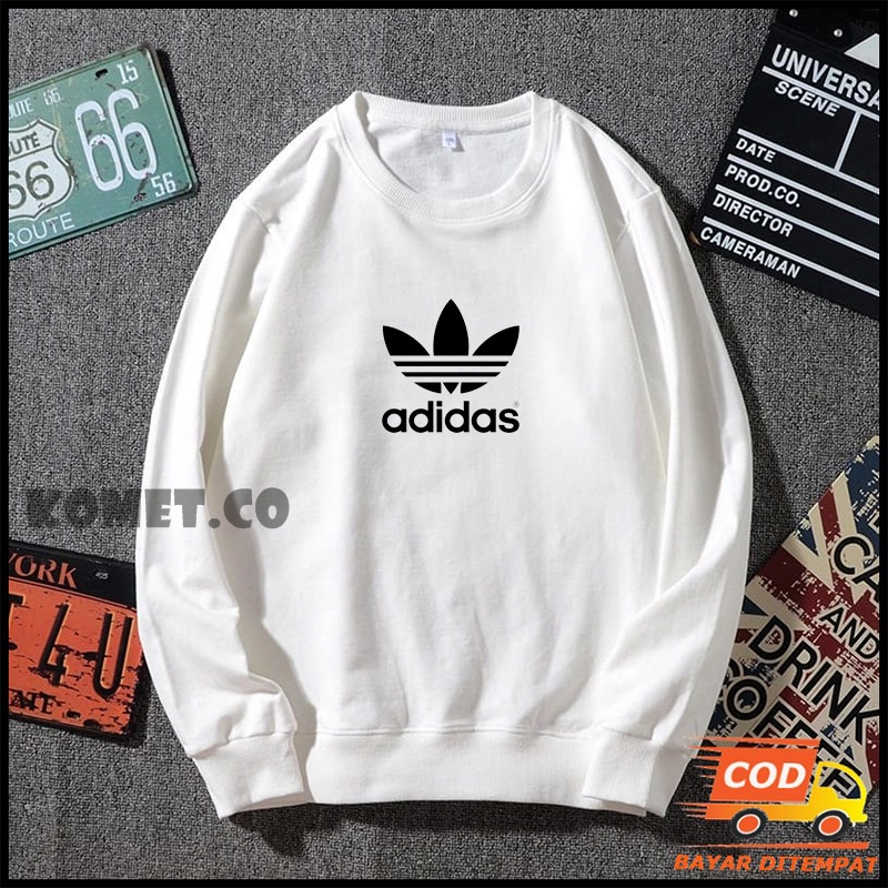 SWEATER SVCKS CREWNECK PUTIH HITAM PRIA WANITA ADIDAS KUALITAS DISTRO NYAMAN DIPAKAI