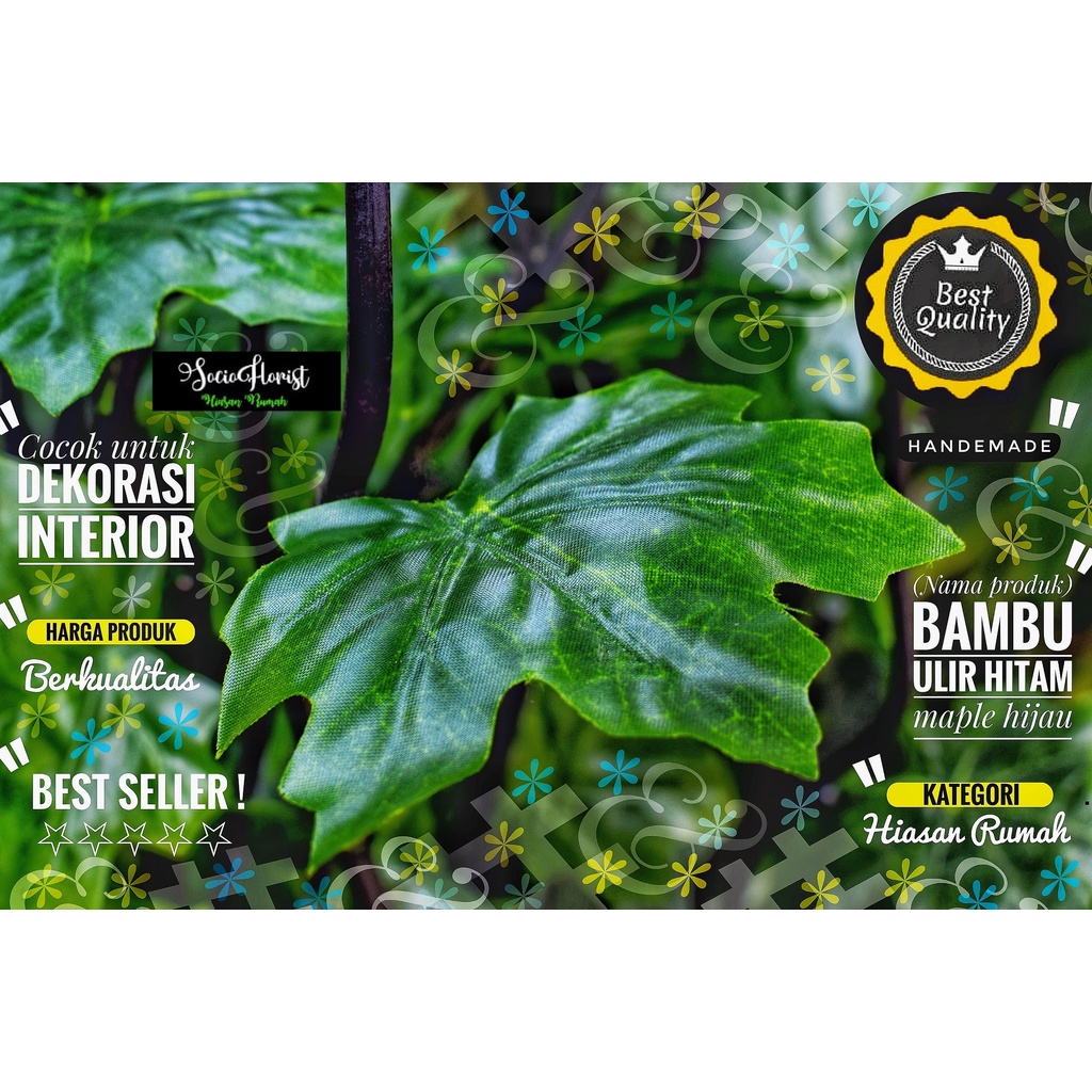 Jual Hiasan Rumah 1 Btg Bambu Ulir Hitam Maple Hijau 190cm (Minimal ...
