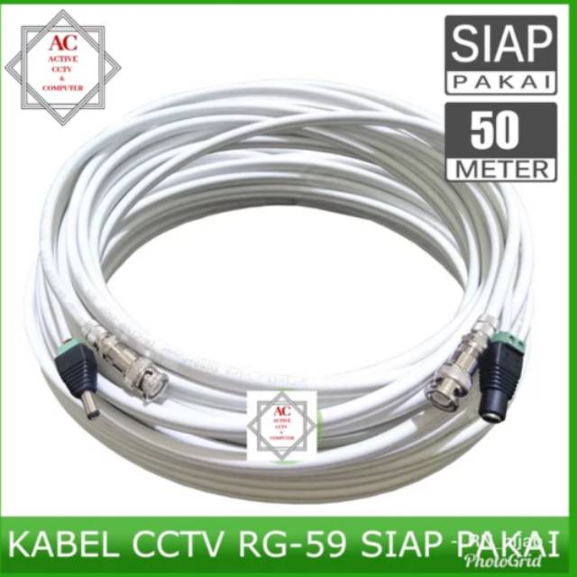 Jual KABEL COAXIAL RG59 PLUS POWER CCTV 50M SIAP PAKAI PLUS CONNECTOR ...