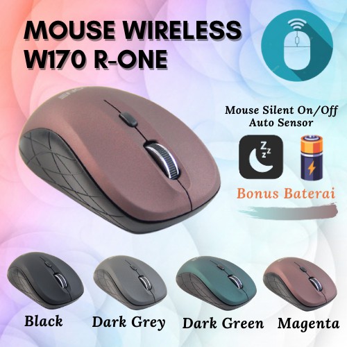 Jual Mouse Wireless R-One W170 Silent / Mouse Bonus Batrai / Mouse Klik ...