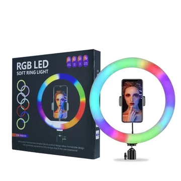 RGB LED Ring Light 26 30cm Tripod 2.1 M Ring Light Rainbow Lampu Disko