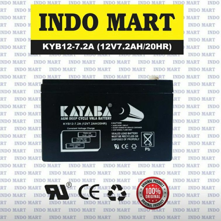 Aki/Baterai(Accu/Battery) Kering(MF) VRLA(UPS) 12V 7Ah / 7.2Ah / 7.5Ah Kayaba AGM Deep Cycle GEL (VRLA 12V 7Ah)