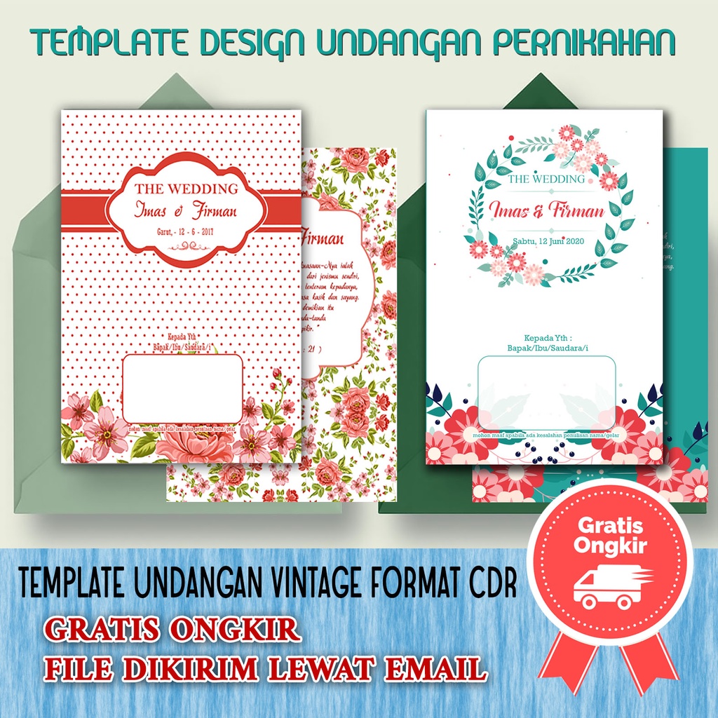 Jual TEMPLATE DESIGN UNDANGAN PERNIKAHAN MODEL VINTAGE - FORMAT COREL ...