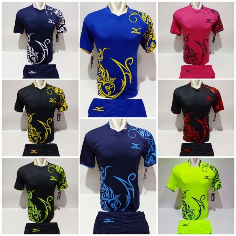 Jual baju volly mizuno kostim jersey voli kaos setelan badminton