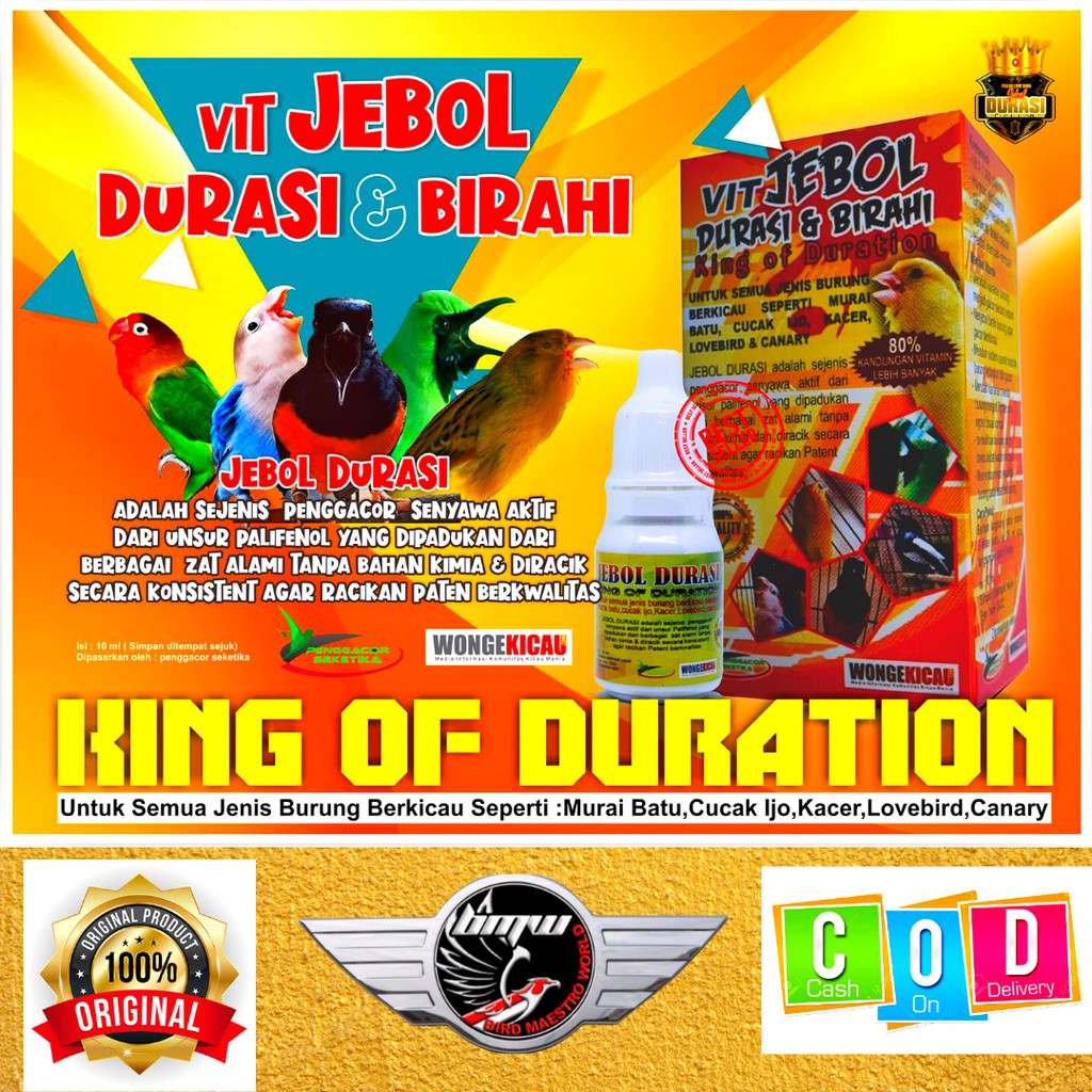 Jual JEBOL DURASI DAN BIRAHI VITAMIN BURUNG LOVE BIRD ATAU VITAMIN