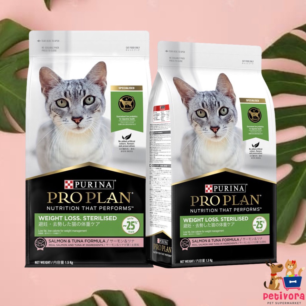 Jual PRO PLAN Adult Cat Food Weight Loss Sterilised Salmon Tuna Makanan Kucing 1,5Kg Shopee