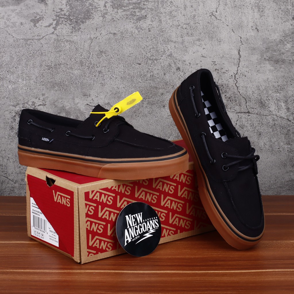 Sepatu Vans Zapato Del Barco Black Hitam Sole Gum Sneakers Unisex