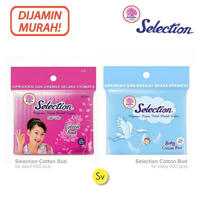 Jual Selection Cotton Bud Isi 100pcs Korek Kuping Kapas Anak Kecil (Baby)  dan Dewasa (Adult)