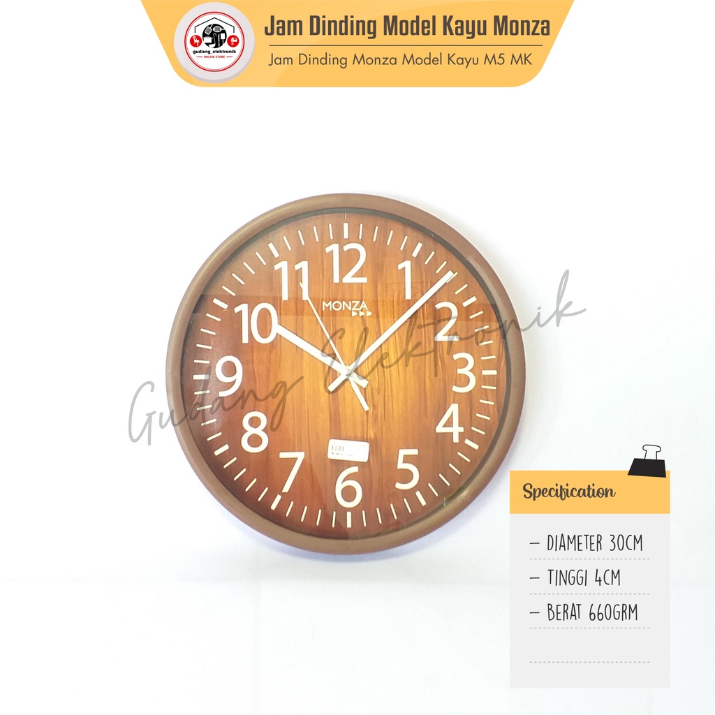 Jual Jam Dinding Model Kayu Jam Gantung Monza M5 MK | Shopee Indonesia