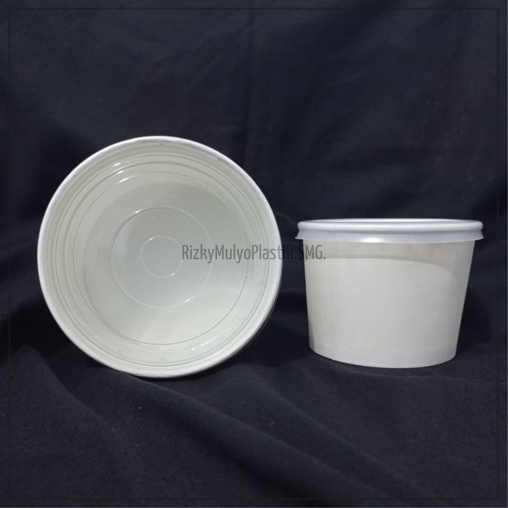 Jual Paper Rice Bowl / Mangkok Kertas / Mangkok / Paper Bowl / Bowl White + Tutup 650ml isi