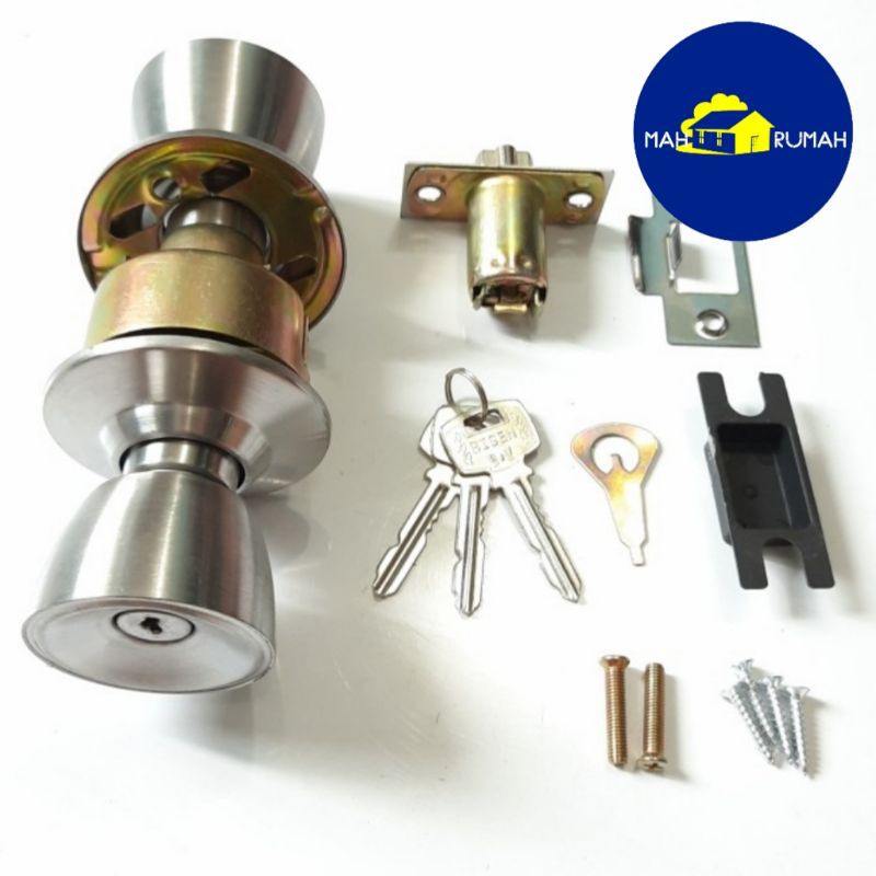 Jual Kunci Pintu Bulat Handel Gagang Handle Stainless SS WC Kamar Mandi ...