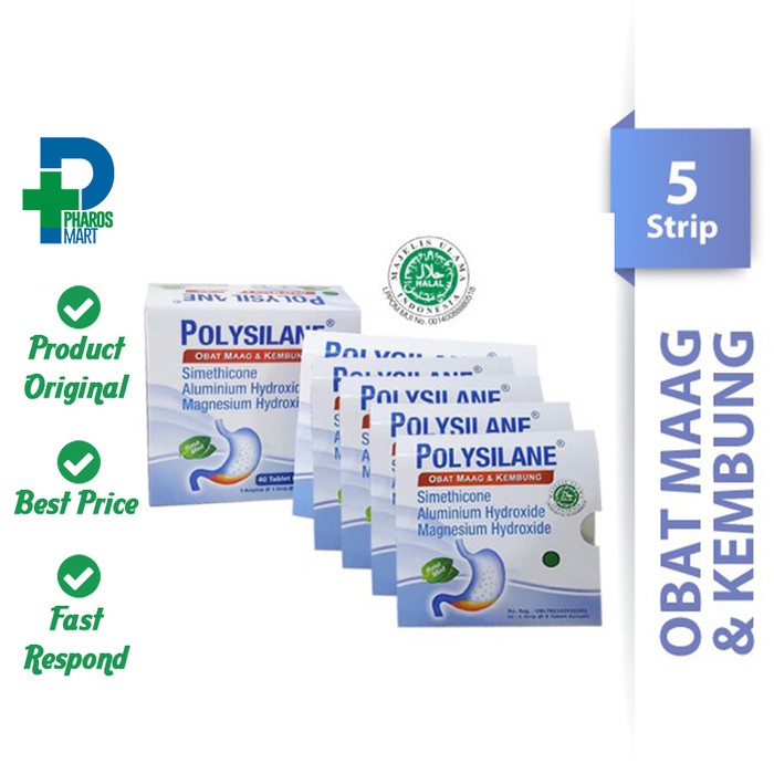 Jual pencernaan-obat- polysilane tablet - 5 strip @ 8 tablet kunyah ...