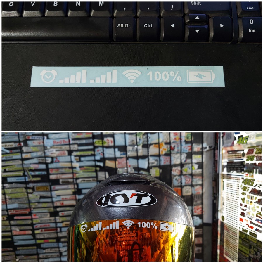 Jual Cutting Sticker Visor Atas Bar Sinyal Baterai Wifi 15x1cm bahan ...