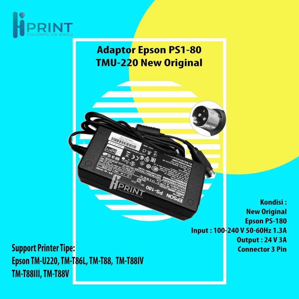 Jual Adaptor Printer Epson PS-180 TMU220 TMT86L T88 T884 T883 T885 New ...