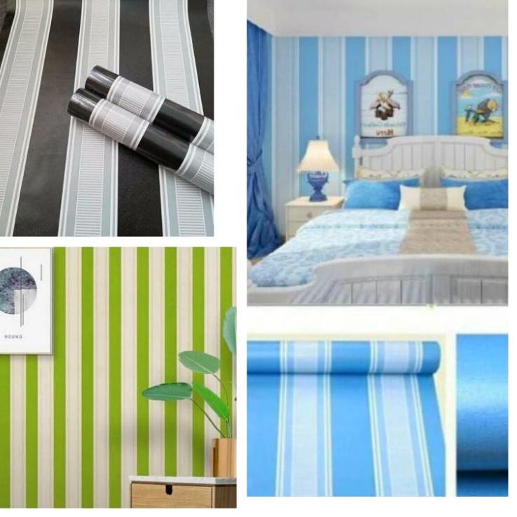 Jual Wallpaper Stiker Dinding Motif Salur Biru   Dekorasi Dinding 