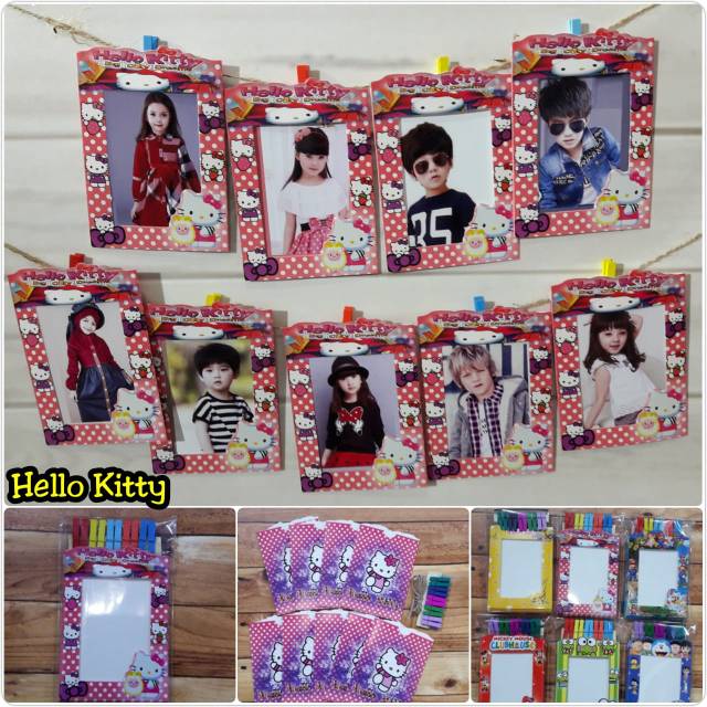 Jual Frame foto 4R karakter hellokitty 9in1 free jepit dan tali 2meter ...