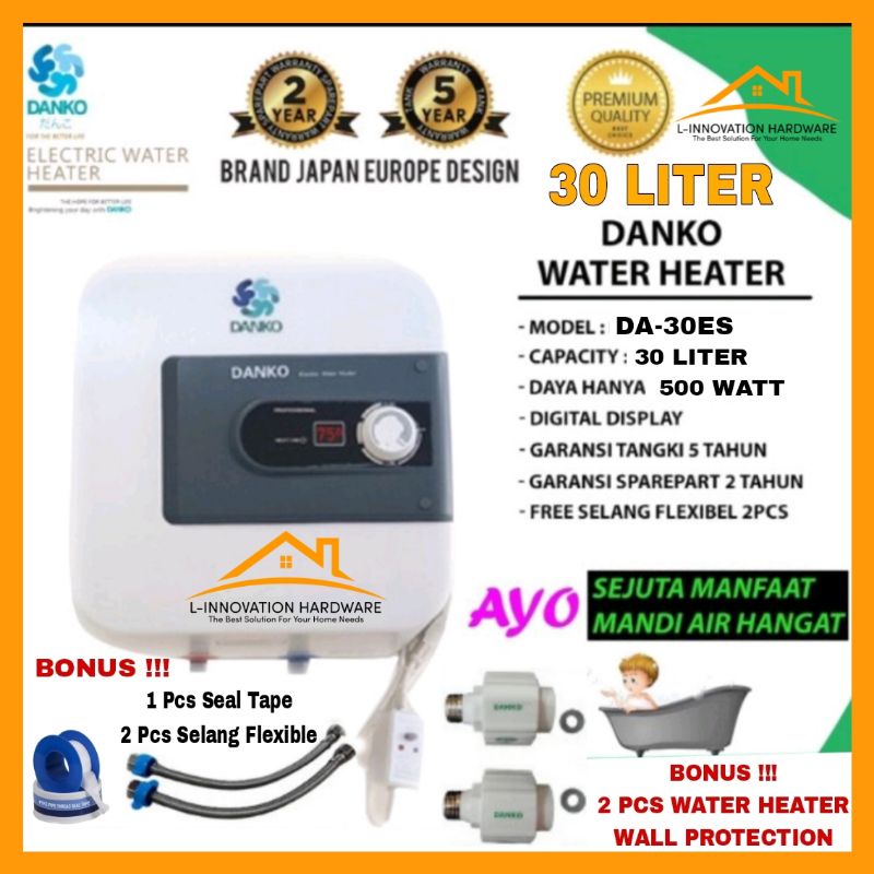 Jual Water Heater Listrik 30 Liter 500 Watt DANKO DA-30ES Pemanas Air Anti  Setrum | Shopee Indonesia