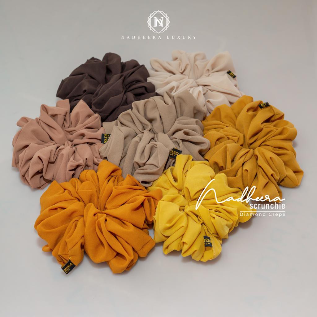 Jual Nadheera Luxury Cemol Hijab Scrunchie Jumbo Polos Diamond Crepe Ikat Rambut Shopee 