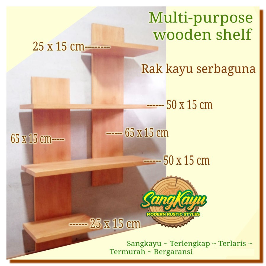 Jual SangKayu Multipurpose Wooden Shelf 87x15 cm Rak Kayu Minimalis Rak ...