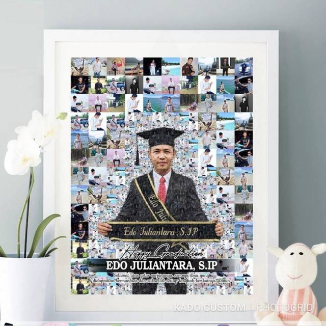 Jual DESAIN + CETAK + FRAME KACA mozaik foto hadiah kado custom ultah ...