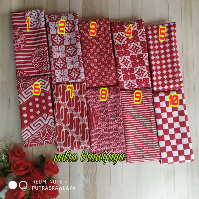 Jual Kain Batik Printing Dasar Merah Putih Spesial Imlek Fashion Wanita ...