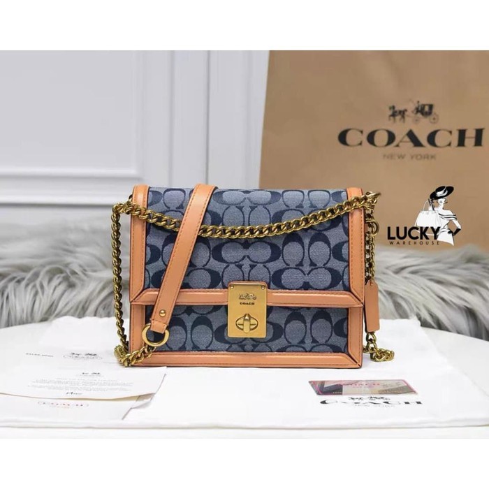 Jual Coach Hutton Shoulder Bag In Signature Chambray - ORIGINAL 100% ...