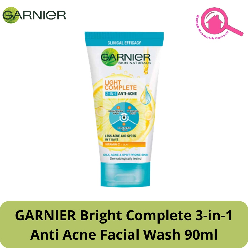 Jual Garnier Bright Complete 3in1 Anti Acne Facial Wash 90 ml