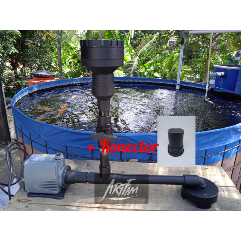 Jual SKIMER PUTAR KOLAM IKAN KOI PAKET SKIMMER FULL SET DENGAN VACUM DRAIN + KONECTOR POMPA