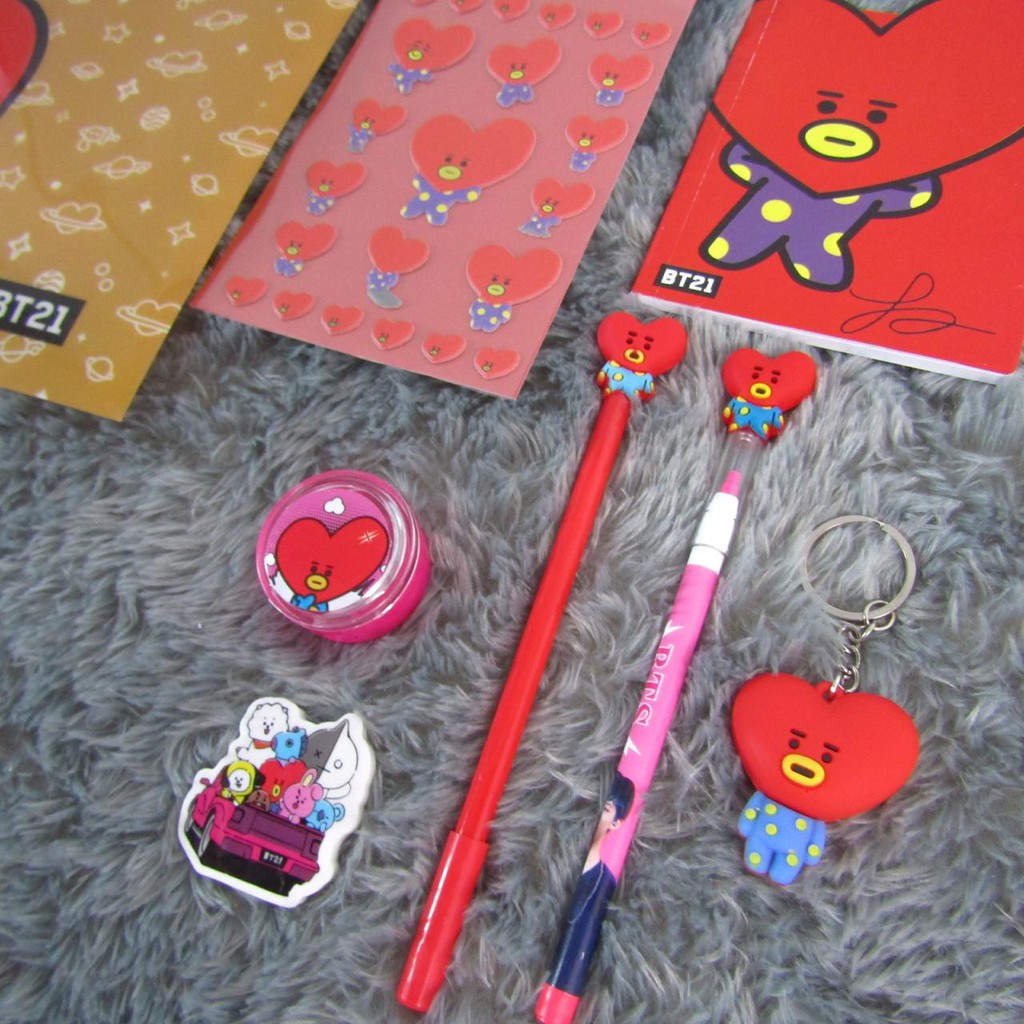 Jual Set alat tulis BT21 pulpen pensil penghapus map hvs a4 lengkap BTS ...
