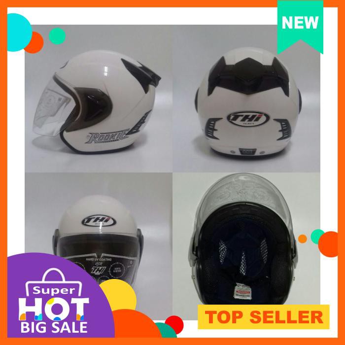 Jual Helm Basic Thi Rookie White Gloss Sni | Shopee Indonesia