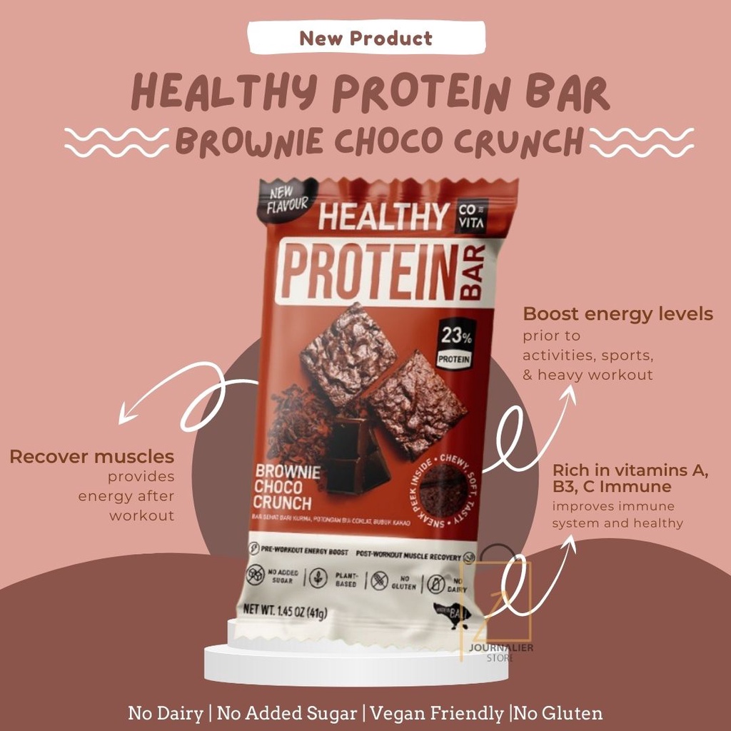 Jual COVITA Healthy Protein Bar Brownie ChocoCrunch Superfood Snack