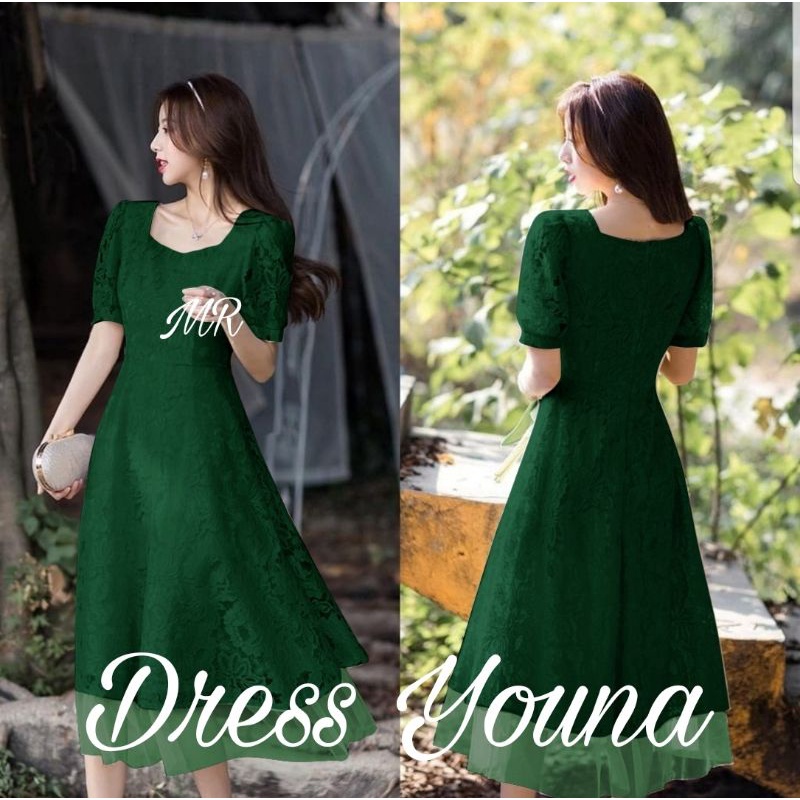 Baju Dress Wanita Gaun Kondangan Brukat Party Dress Resmi Modern Cantik Mewah Elegant Dres Pesta Remaja Dewasa Gadis Anak Tanggung Acara Hajatan Natal