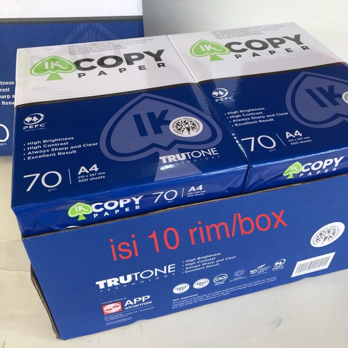 Jual kertas HVS A4 70gr IK Copy Paper (1 box = 10 rim)/ATKProject