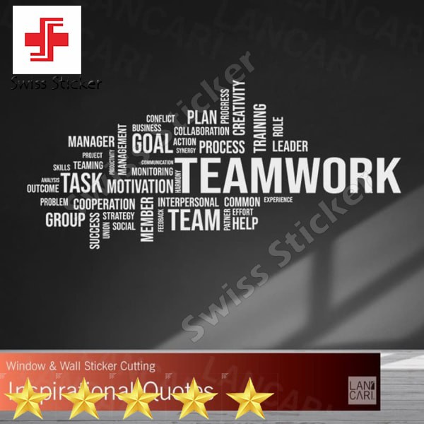 Jual Promo Sticker Dinding Team Work cloud word Stiker Cutting Kaca ...