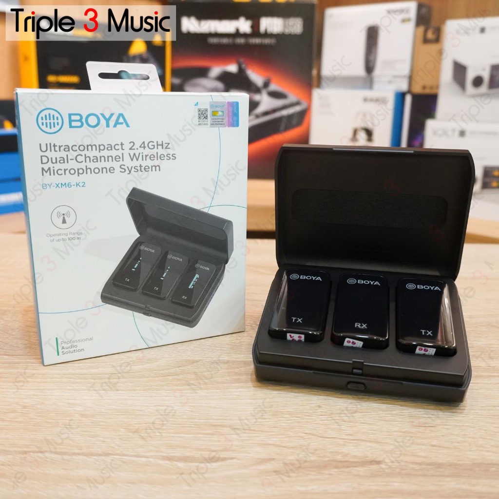 Jual BOYA BY XM6 K2 Dual Mic Wireless Clip On With Case Charging ...
