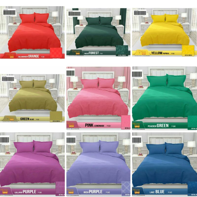 Jual SPREI CALIFORNIA POLOS EMBOSS RUMBAI 180 X 200 B4 // 4 BANTAL 2 ...