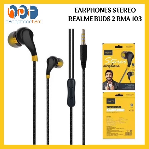 Headset Realme Buds 2 RMA 103 Earphones Stereo HD Sound Quality Jack 3.5mm With Mic