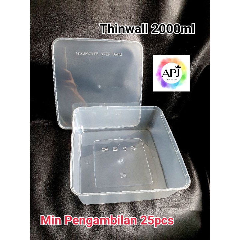 Jual Thinwall Square 2000ml Kotak Makan Plastik 2000ml Kotak