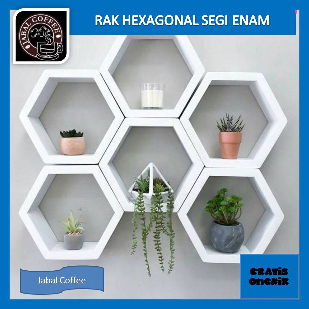 Jual Rak Dinding Hexagonal Segi Enam Rak Hexagonal Satu Set Isi 3 Rak Hiasan Dinding 3 In 1 6217