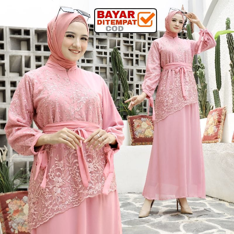 Jual Promo Gamis Dress Kondangan Model Terbaru Gamis Brokat Pesta Mewah Kondangan Gamis