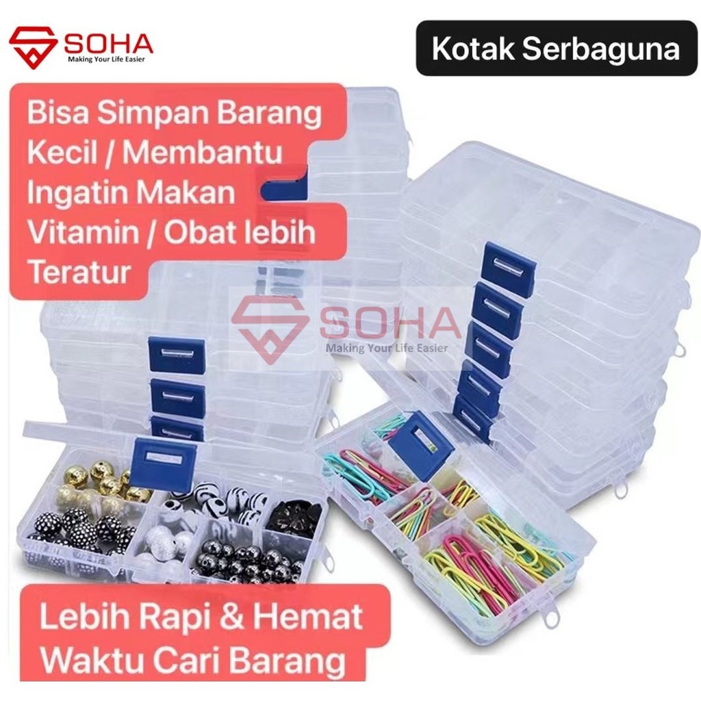 Jual ART-035 Tempat Kotak Obat Plastik Penyimpanan Manik Mote Kancing ...