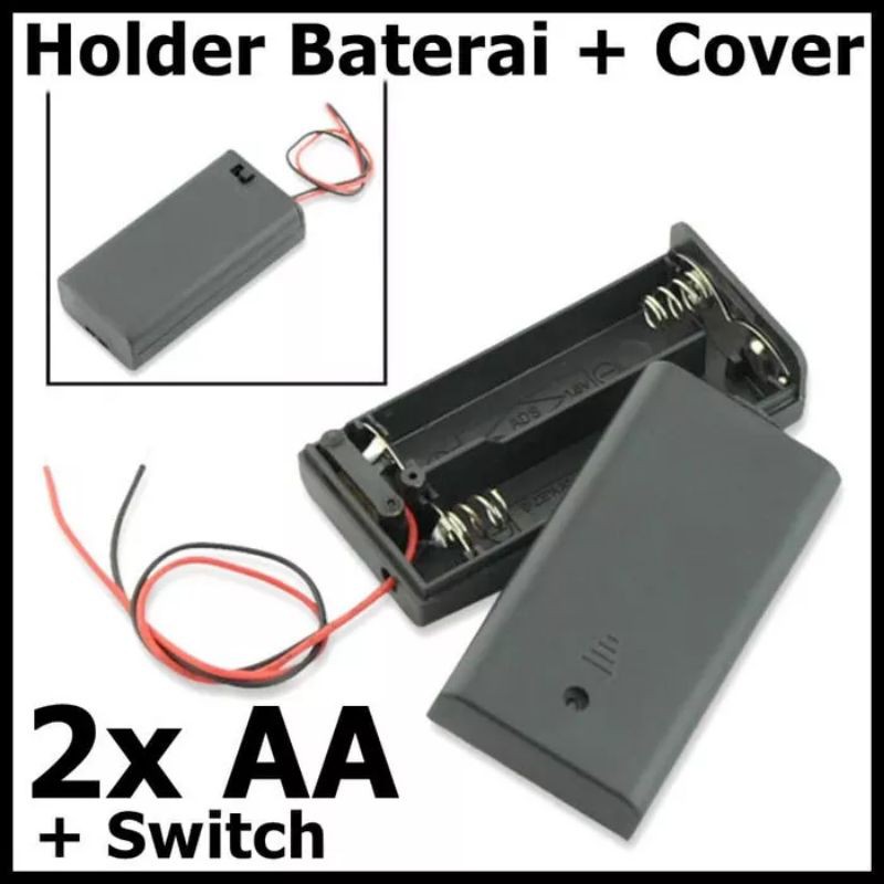 Jual Kotak Baterai X Aa Battery Holder Baterai Case Dengan Tutup Dan Saklar Dan Kabel Shopee